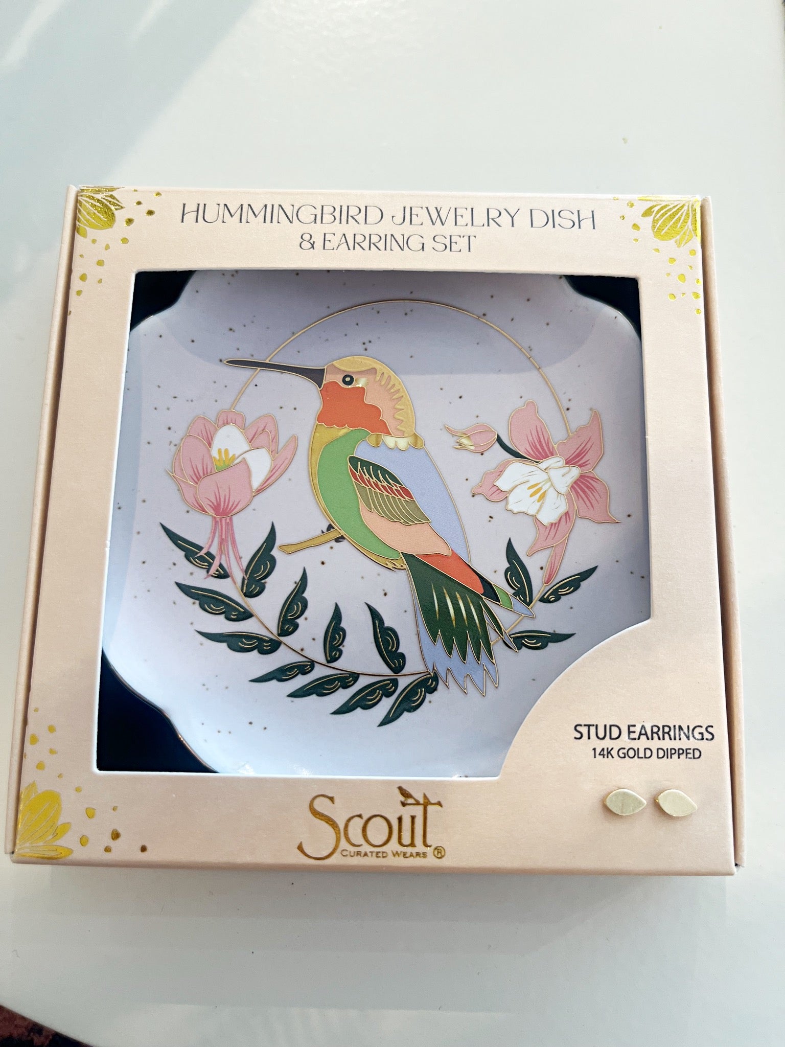 Jewelry Dish and Stud Earring Set {Hummingbird}