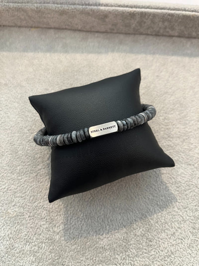 Two Tone Stones Bracelet {Matte Spectrolite/Silver}