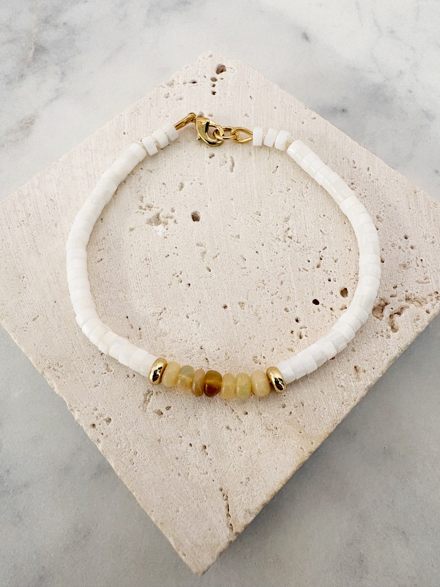Opal Drift Bracelet {Gold/Mother of Pearl/Ethiopian Opal}