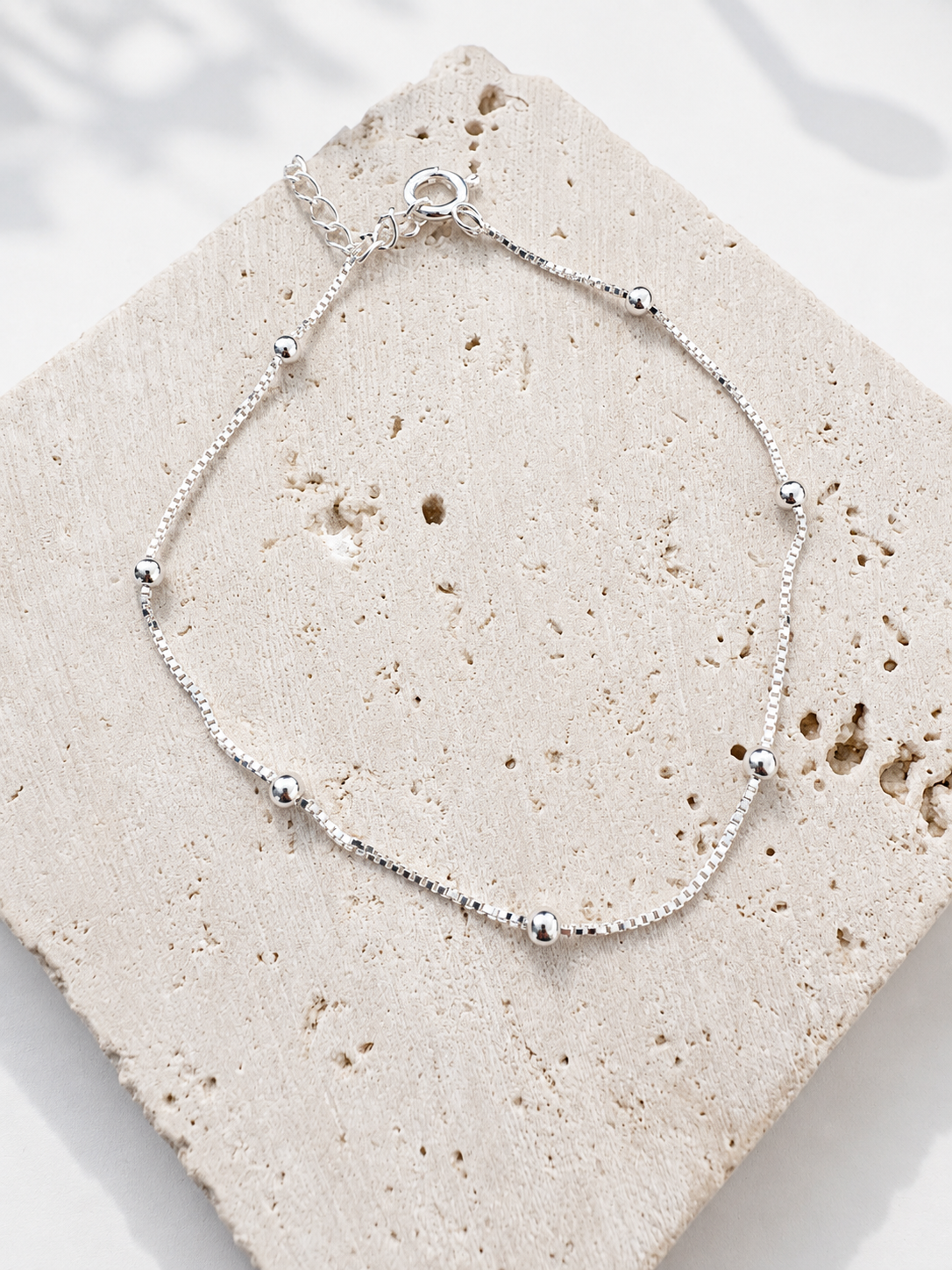 Beaded Station Bracelet {Silver}