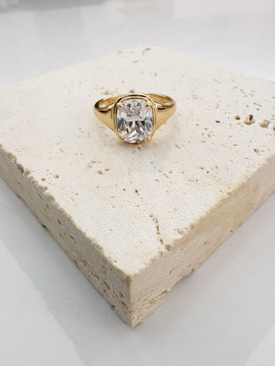 Cushion Bezel Ring {Gold/Clear}