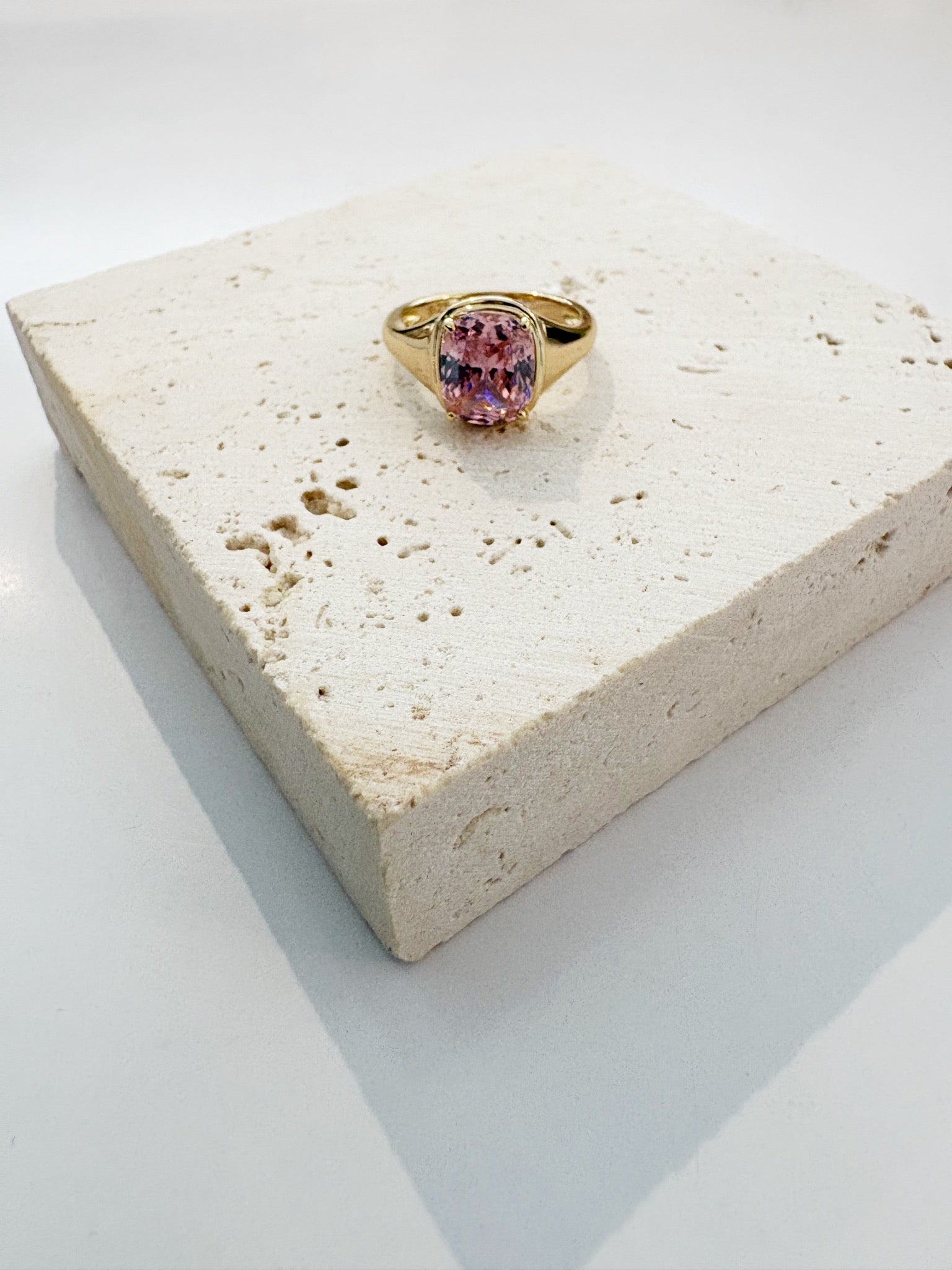 Cushion Bezel Ring {Gold/Pink}