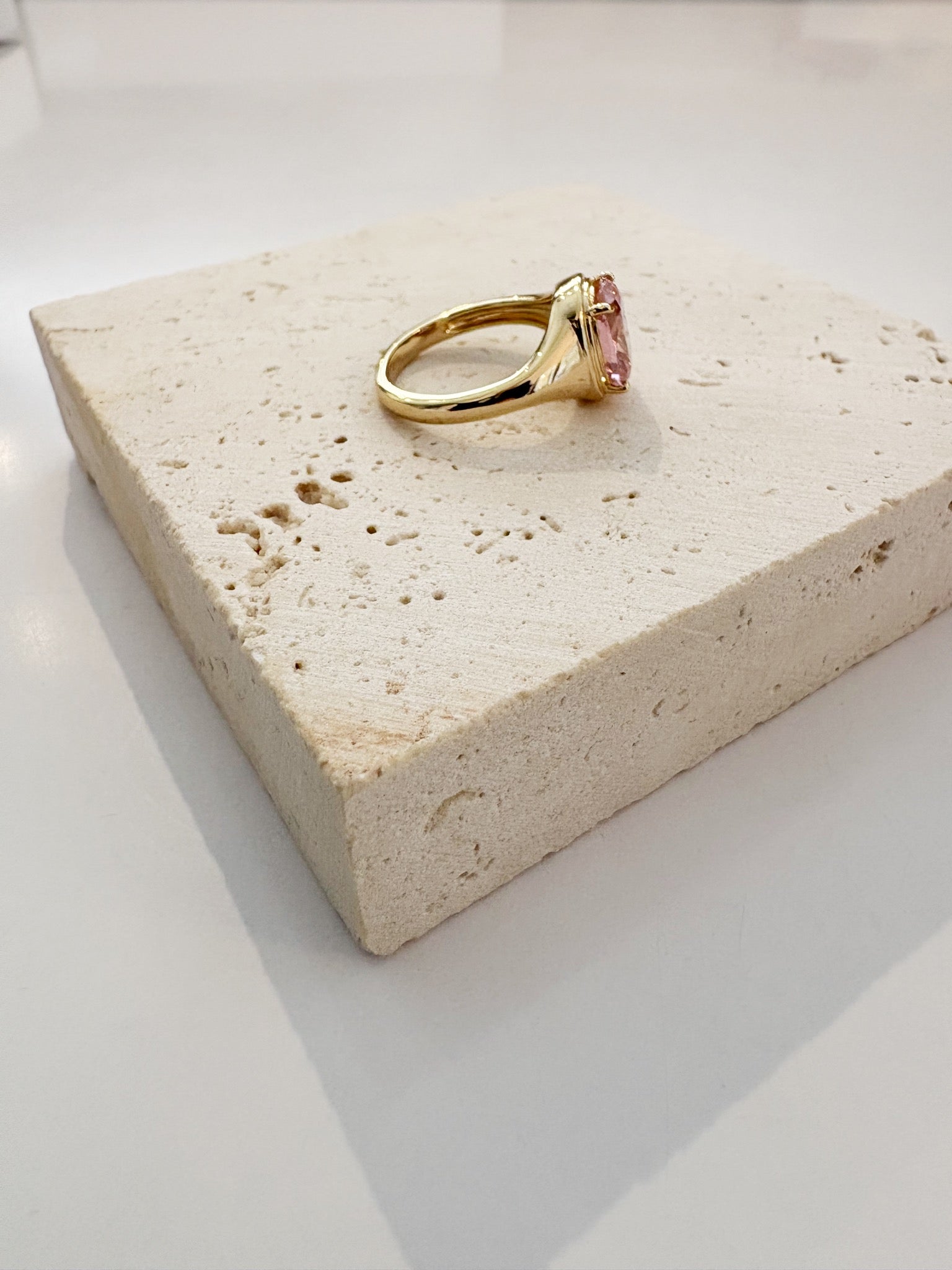 Cushion Bezel Ring {Gold/Pink}