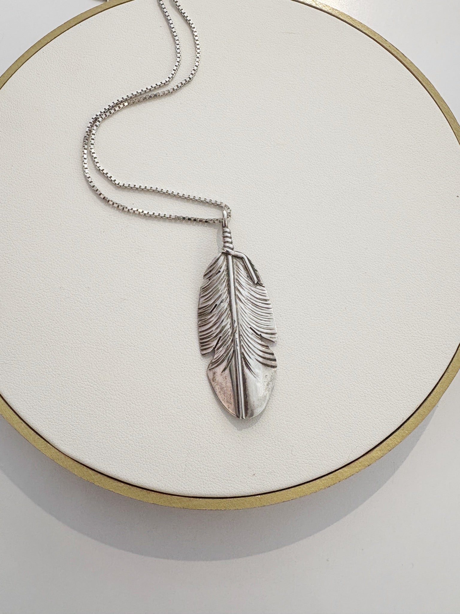 Feather Pendant Necklace {Silver/Estate}