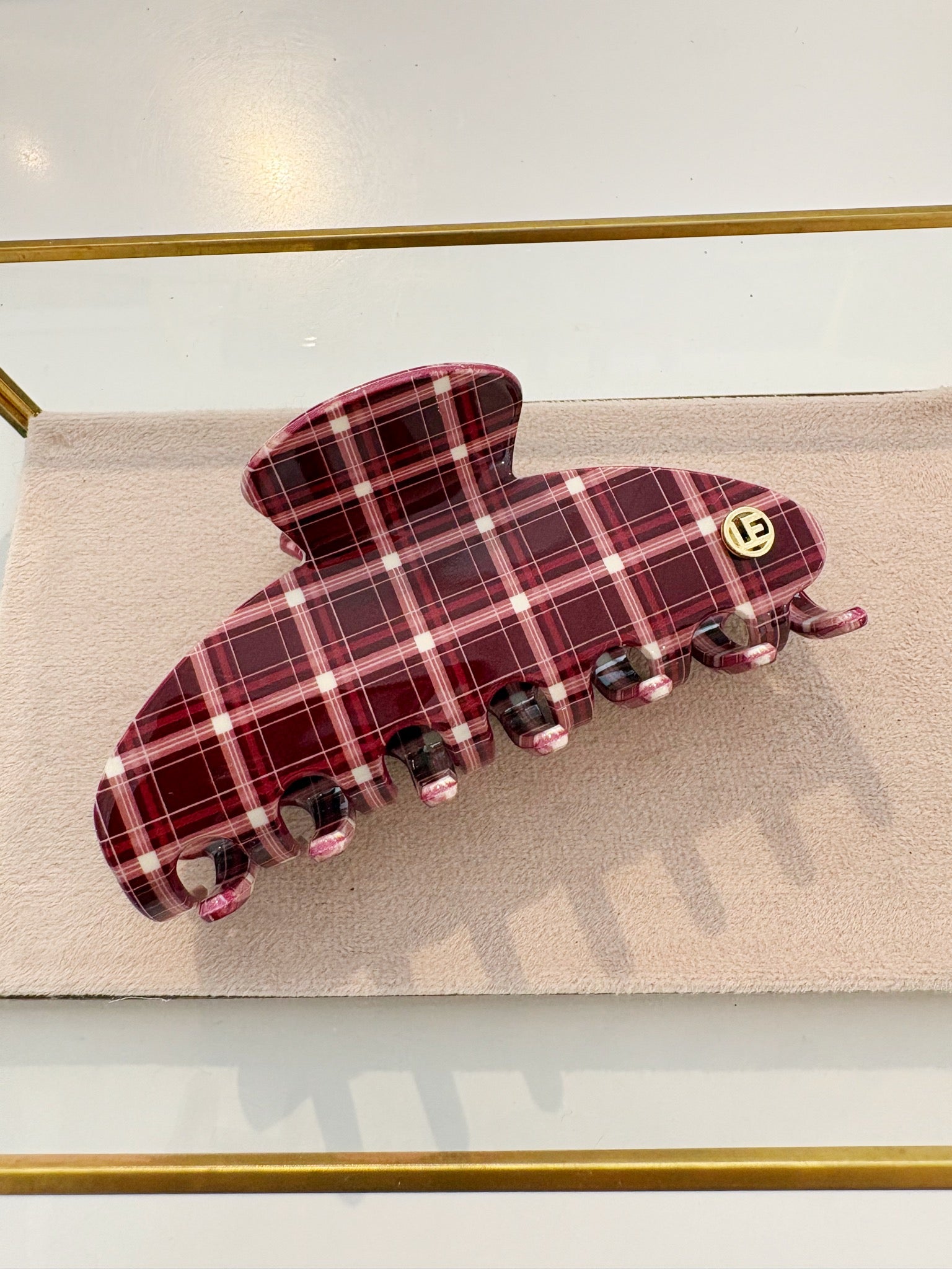 Jane Plaid Hair Claw Clip {Red}
