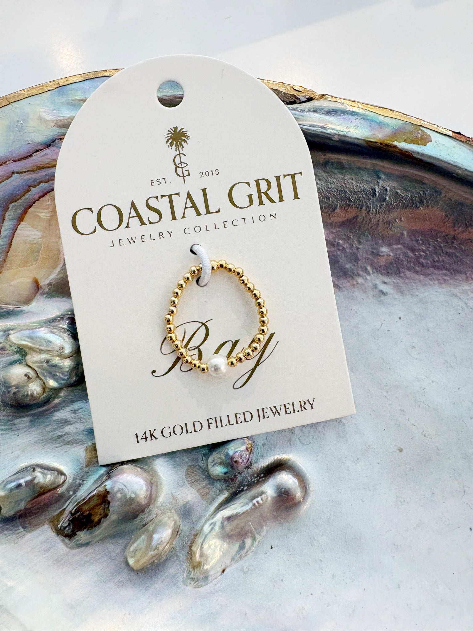 Bay Beaded Pearl Ring {Gold}
