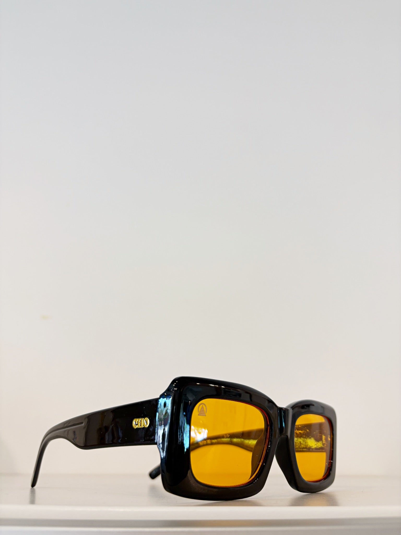Sebastian Cho Rectangle Sunglasses {Black/Amber}