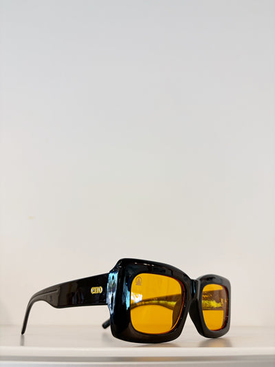Sebastian Cho Rectangle Sunglasses {Black/Amber}