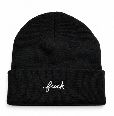 Fuck Script Beanie {Black/White}