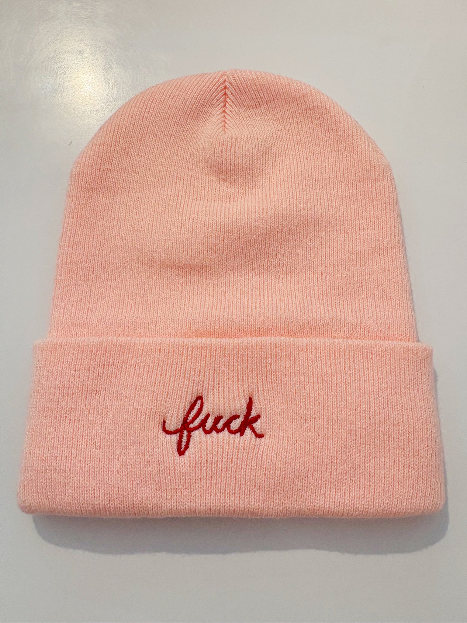Fuck Script Beanie {Pink/Red}
