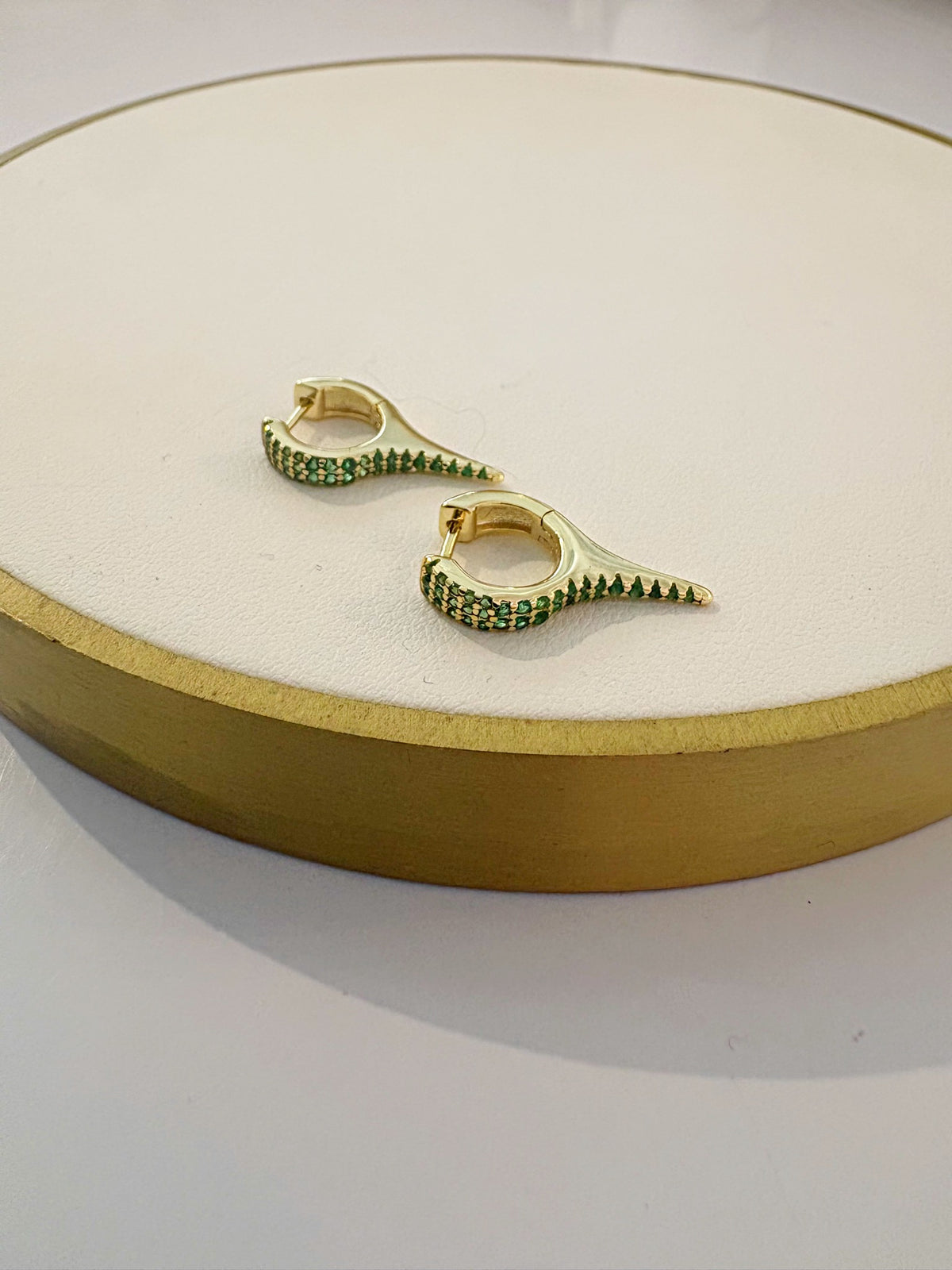 Mini Spike Earrings {Gold/Green}