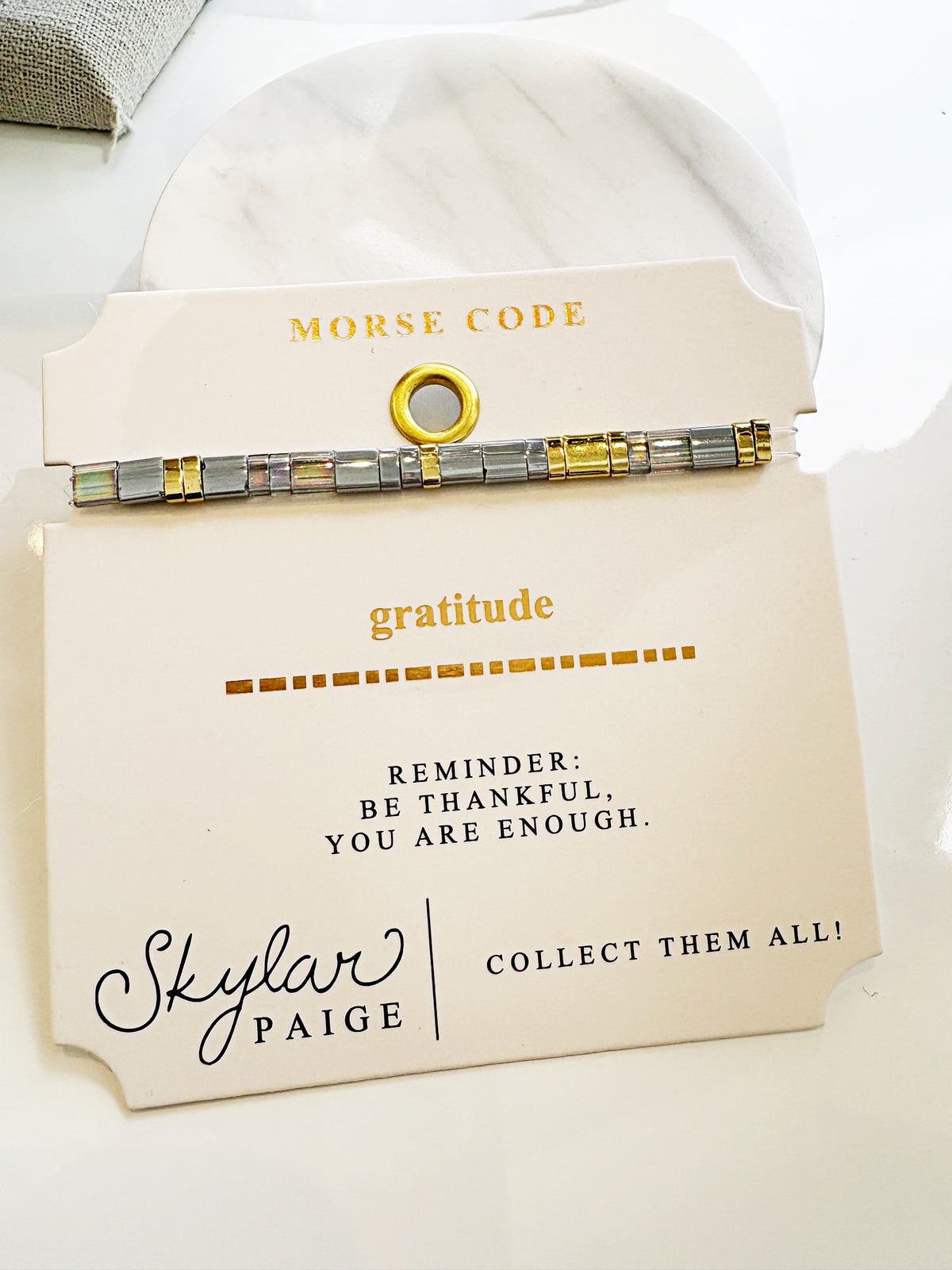 Gratitude Morse Code Bracelet