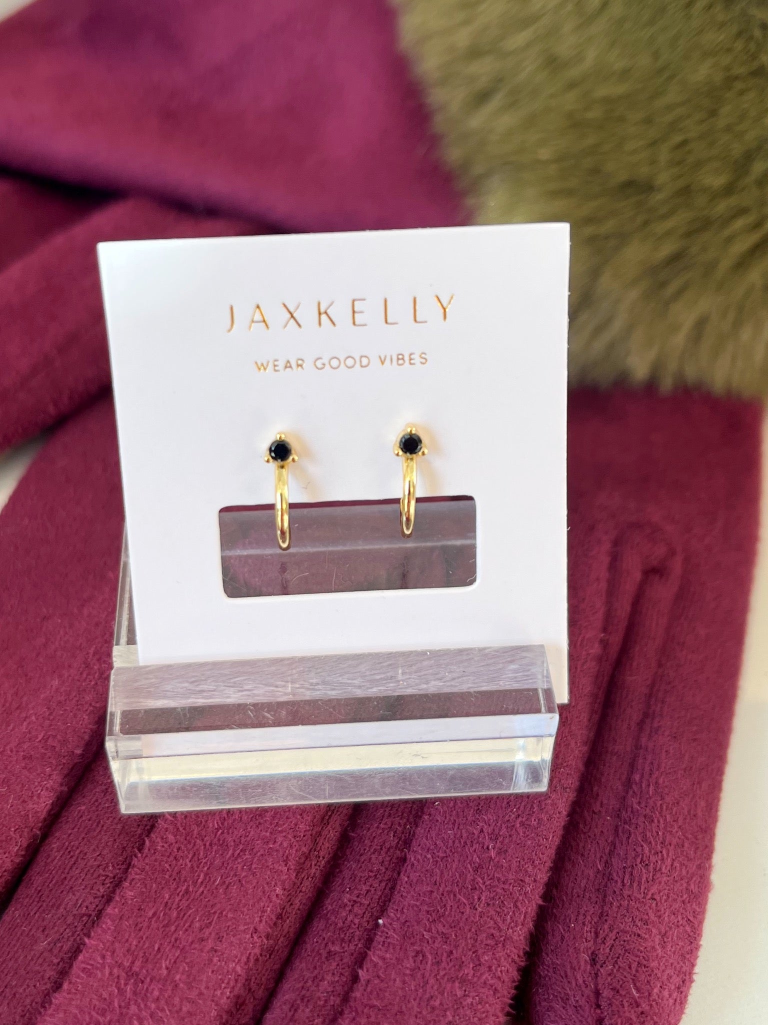 Open Mini Hoop Earring {Black/Gold}