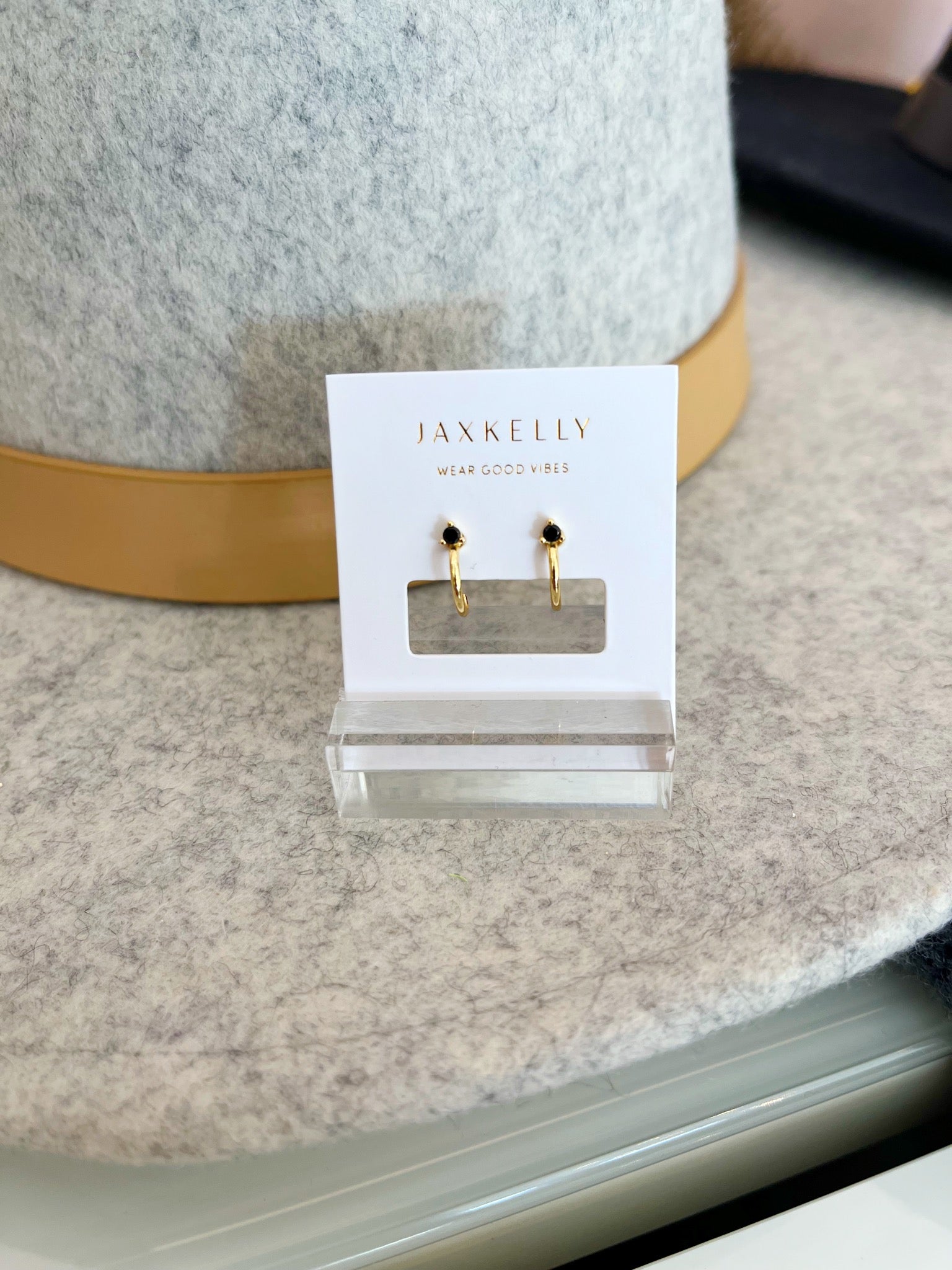 Open Mini Hoop Earring {Black/Gold}
