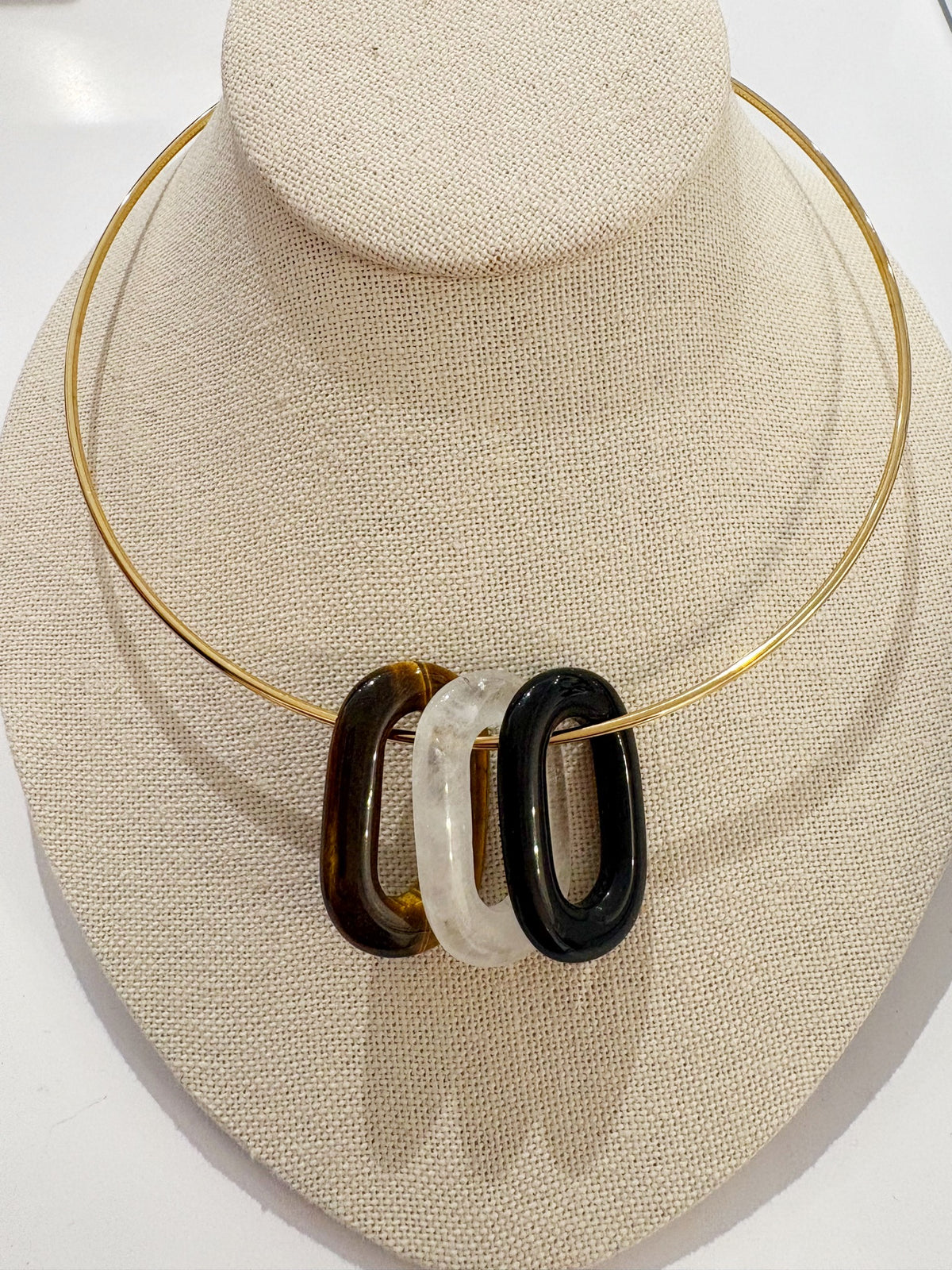 Orbit Stone Charm Collar Necklace
