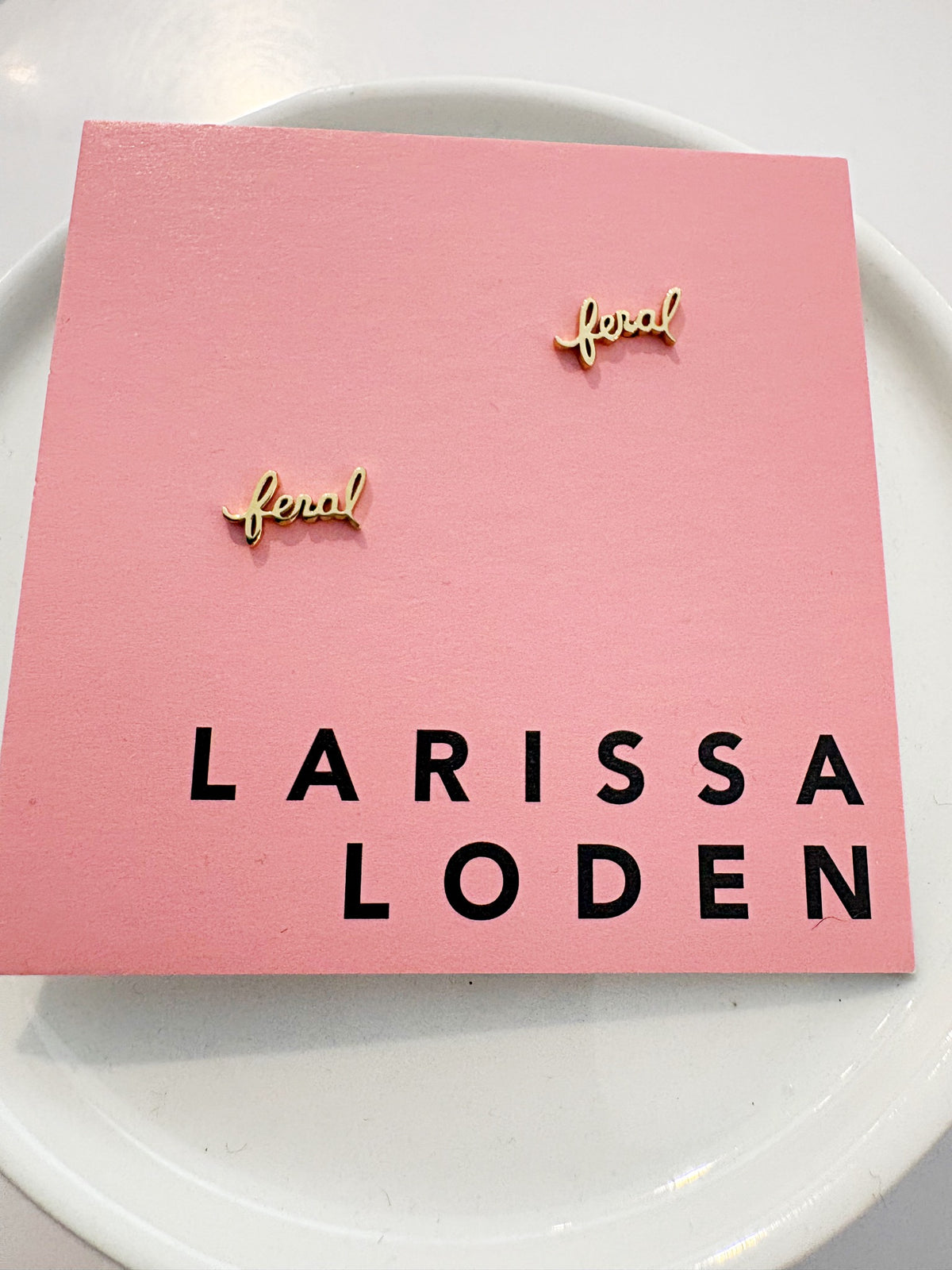 Feral Script Stud Earrings {Gold}