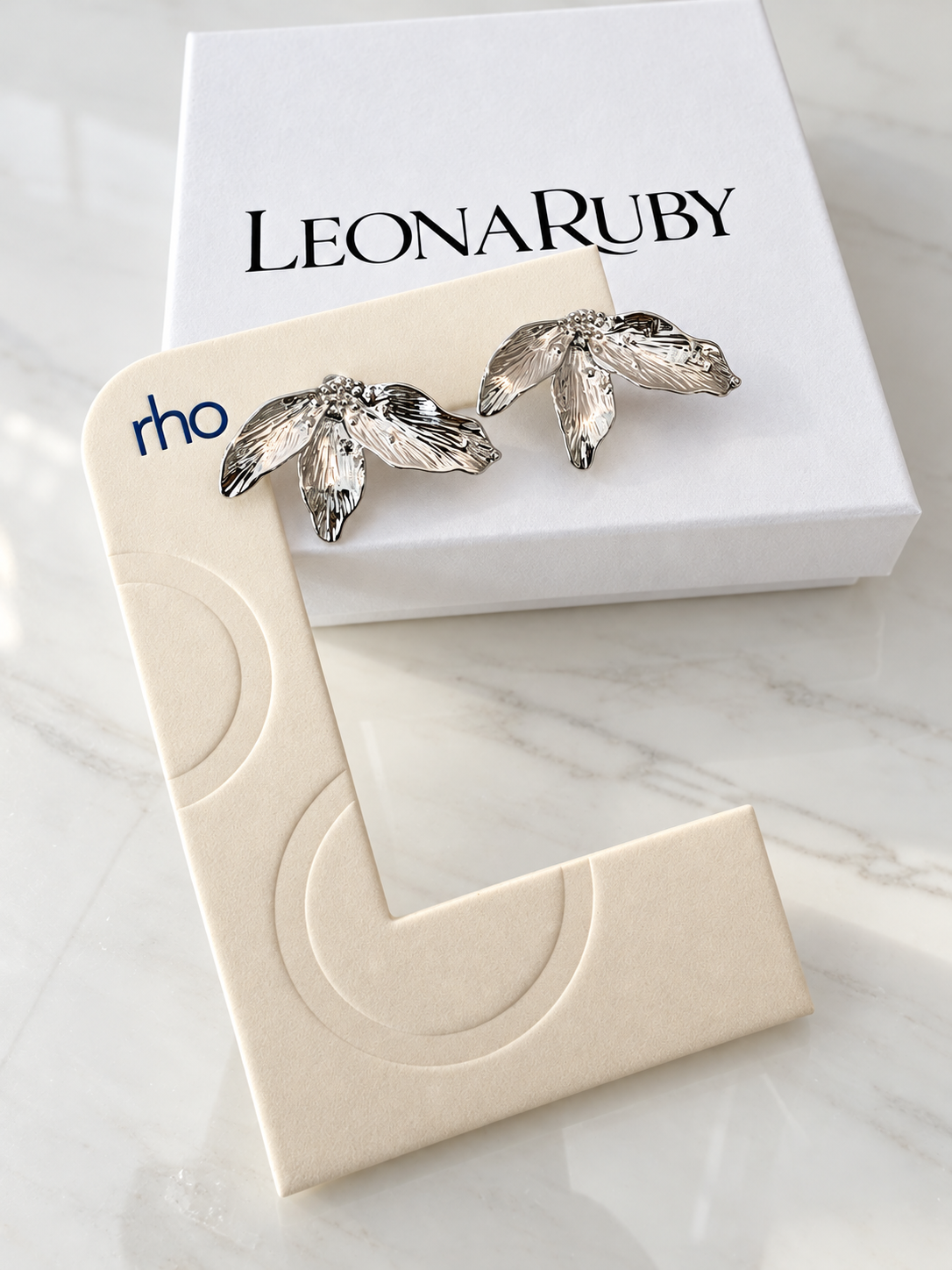 Textured Flora Stud Earrings {Silver}