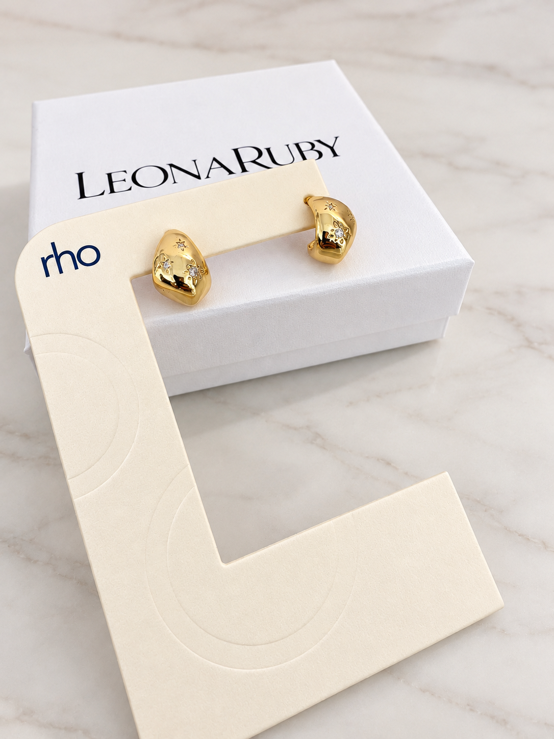 Starburst Crystal Dome Studs {Gold}