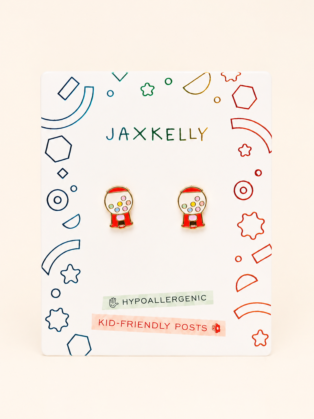 Gumball Machine Enamel Flatback Earrings {Gold}