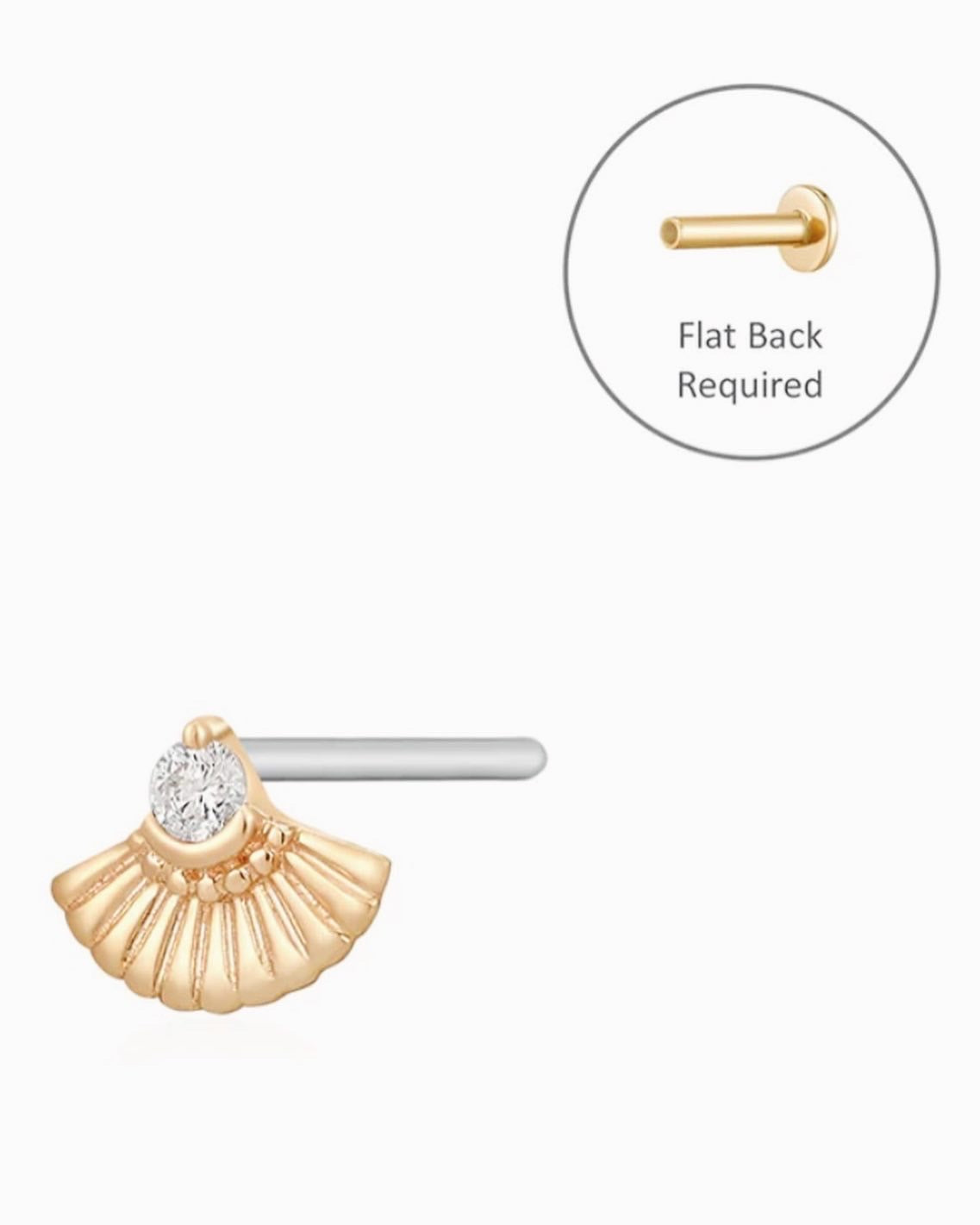 Kate Single Diamond Fan Flatback Earring {14kt}