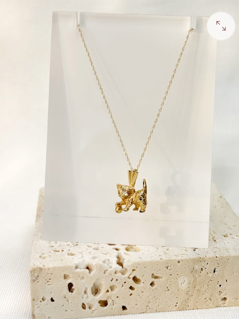 Kitten Pendant Necklace {14kt/Estate}