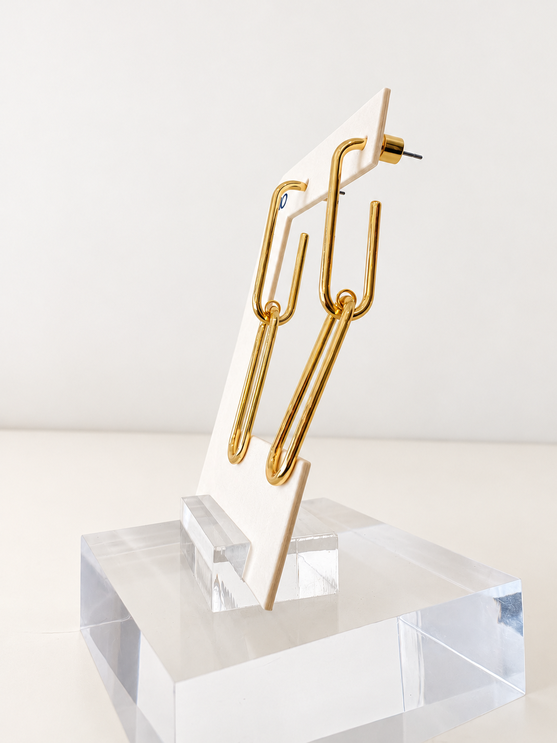Elongated Paperclip Link Drop Earrings {Gold}