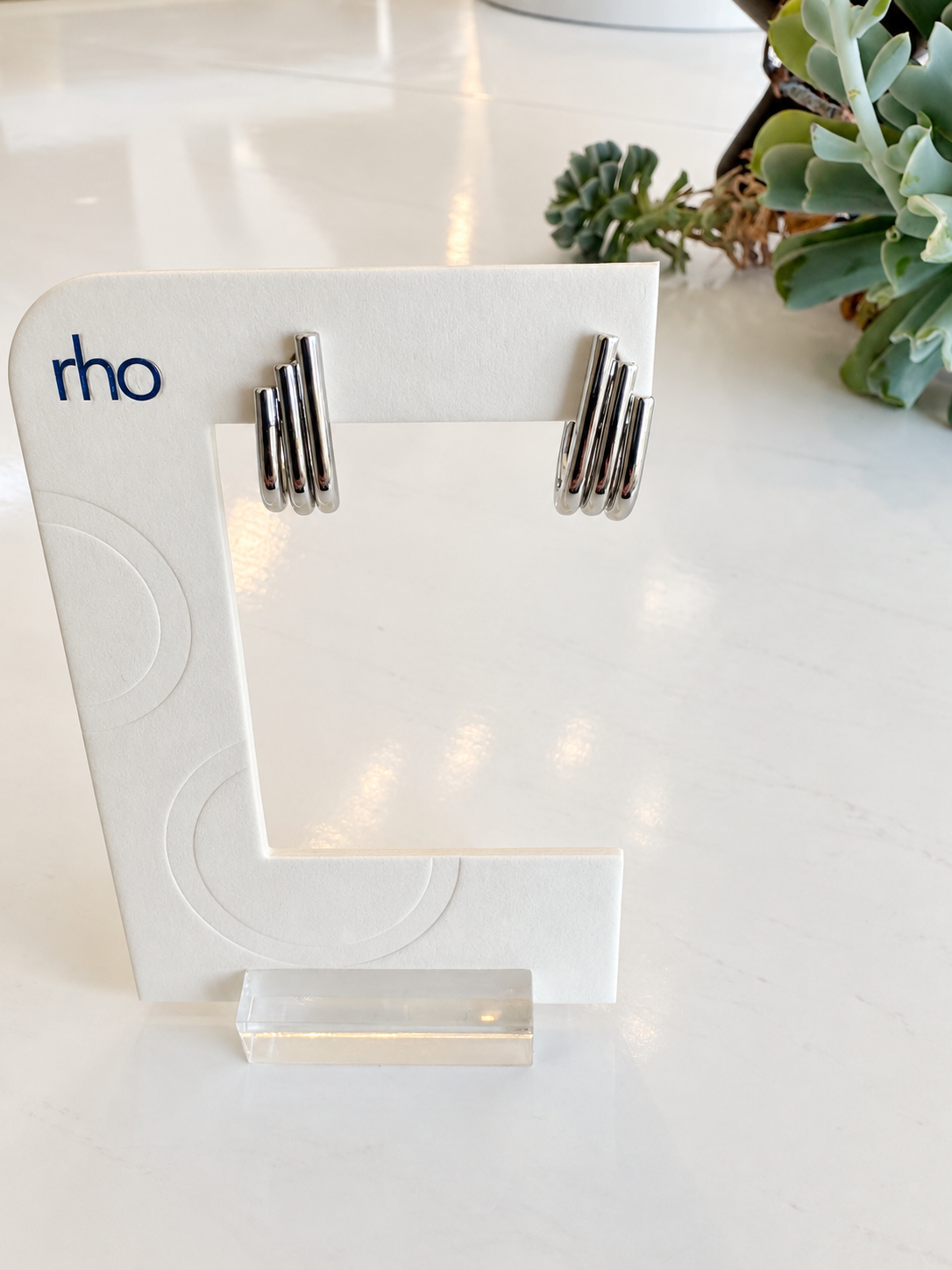 Triple Hook Huggie Earrings {Silver}