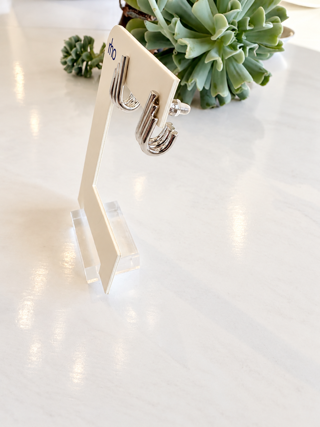 Triple Hook Huggie Earrings {Silver}