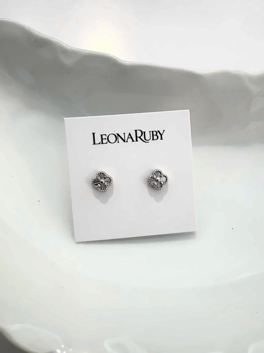 Dainty Clover Post Earrings {Silver}