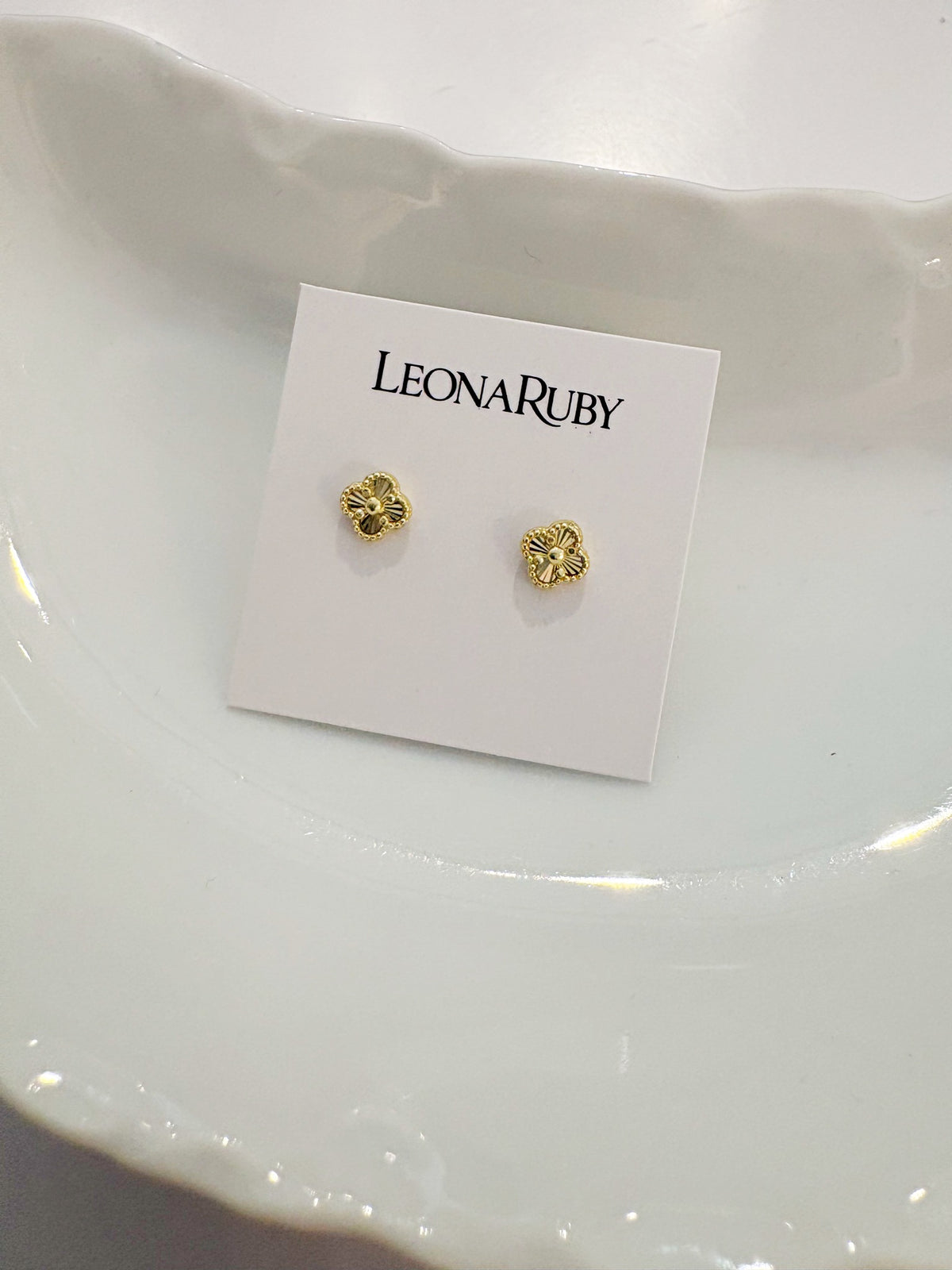 Dainty Clover Post Earrings {Gold}