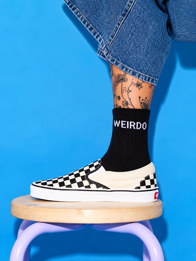 Weirdo Quarter Crew Socks {Black}