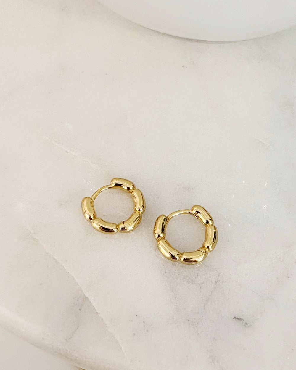 Puffy Huggie Hoop Earrings {Gold}