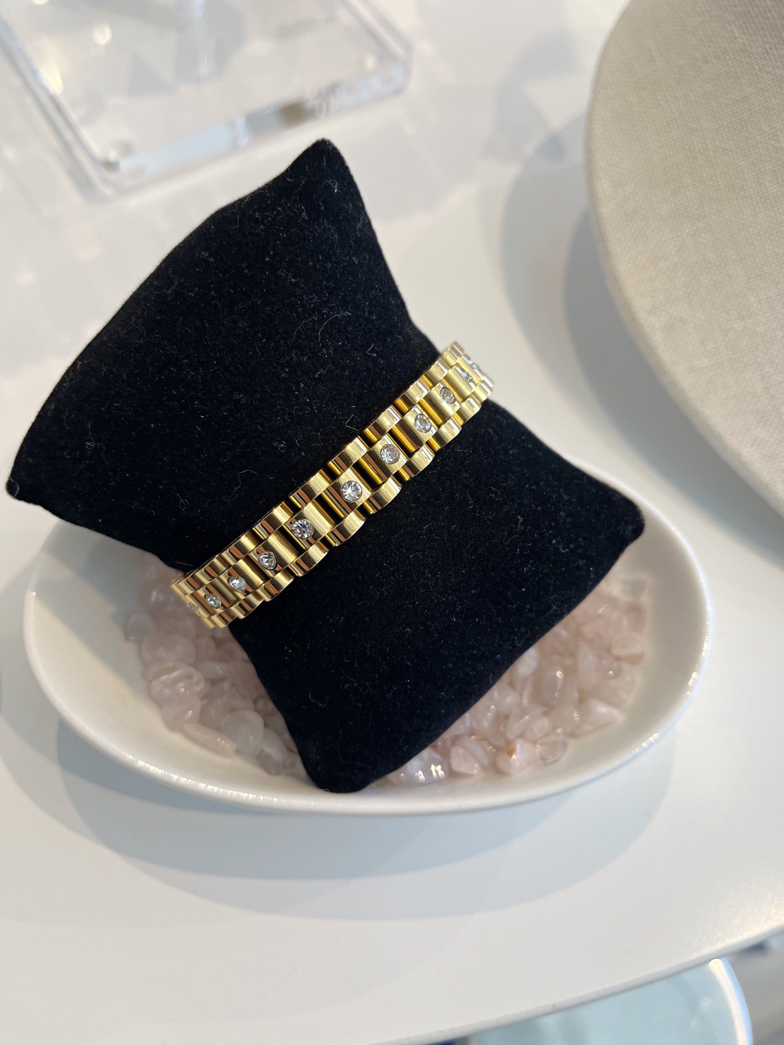 Pave Wristwatch Chain Bracelet {Gold}