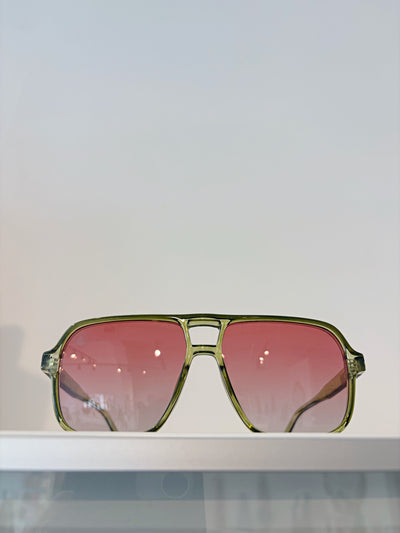 Sebastian Cho Oversized Aviator Sunglasses {Green/Pink}