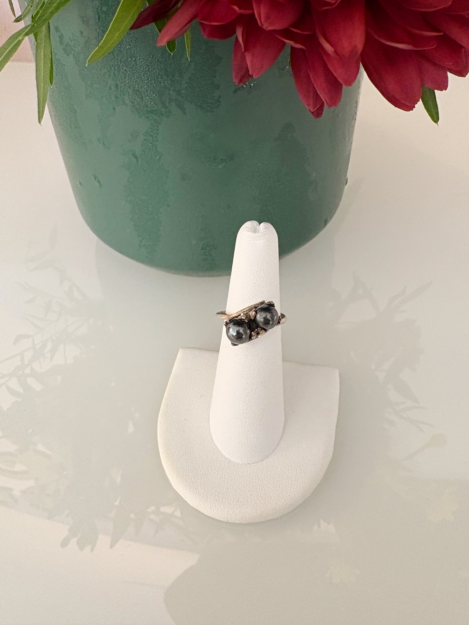 Hematite Ball Ring {Silver/Estate}