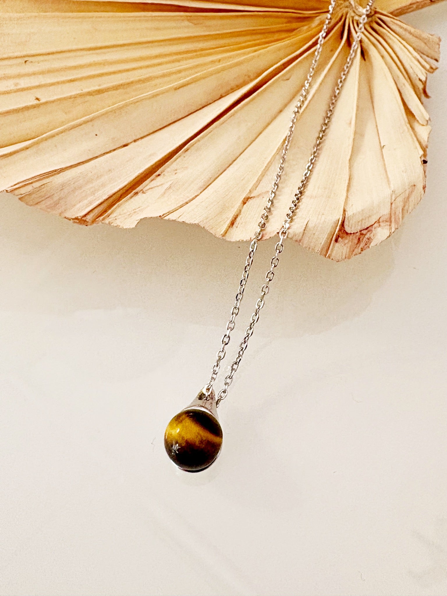 Tiger Eye Droplet Necklace {Silver}