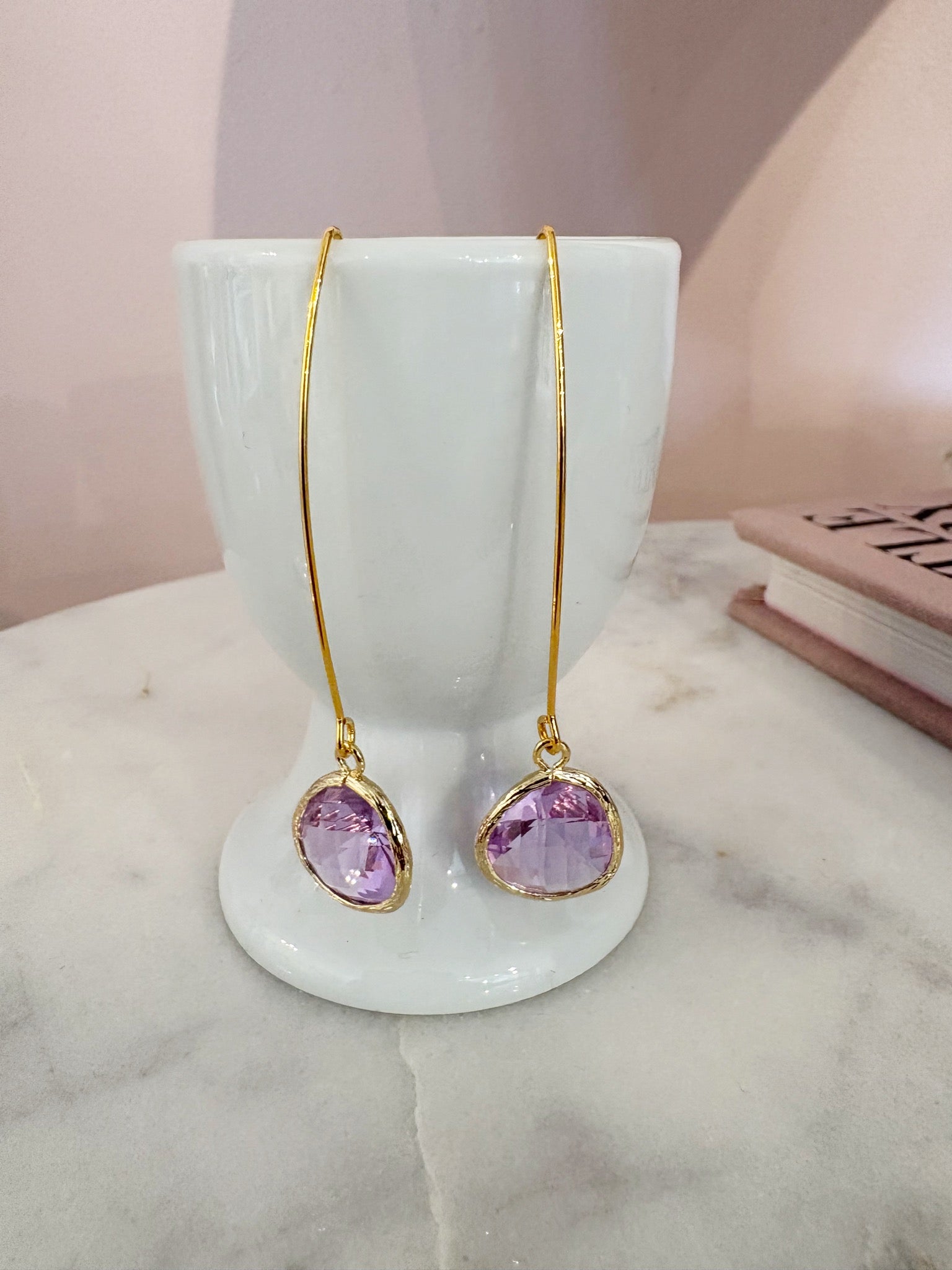 Petite Teardrop Hook Earrings {Gold/Orchid}