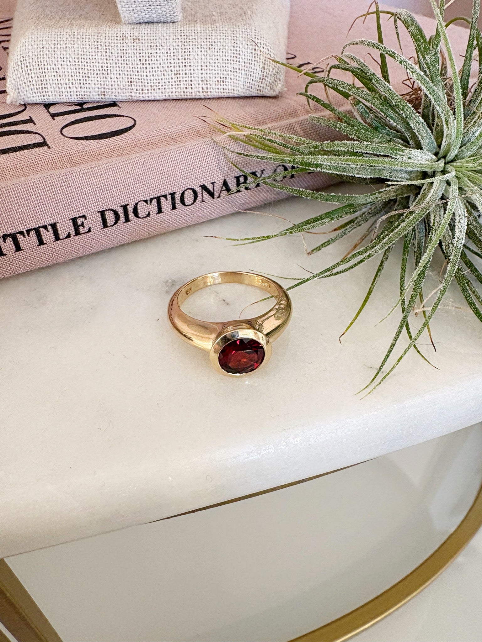 Scarlet Red Bezel Set Ring {Estate/14k}