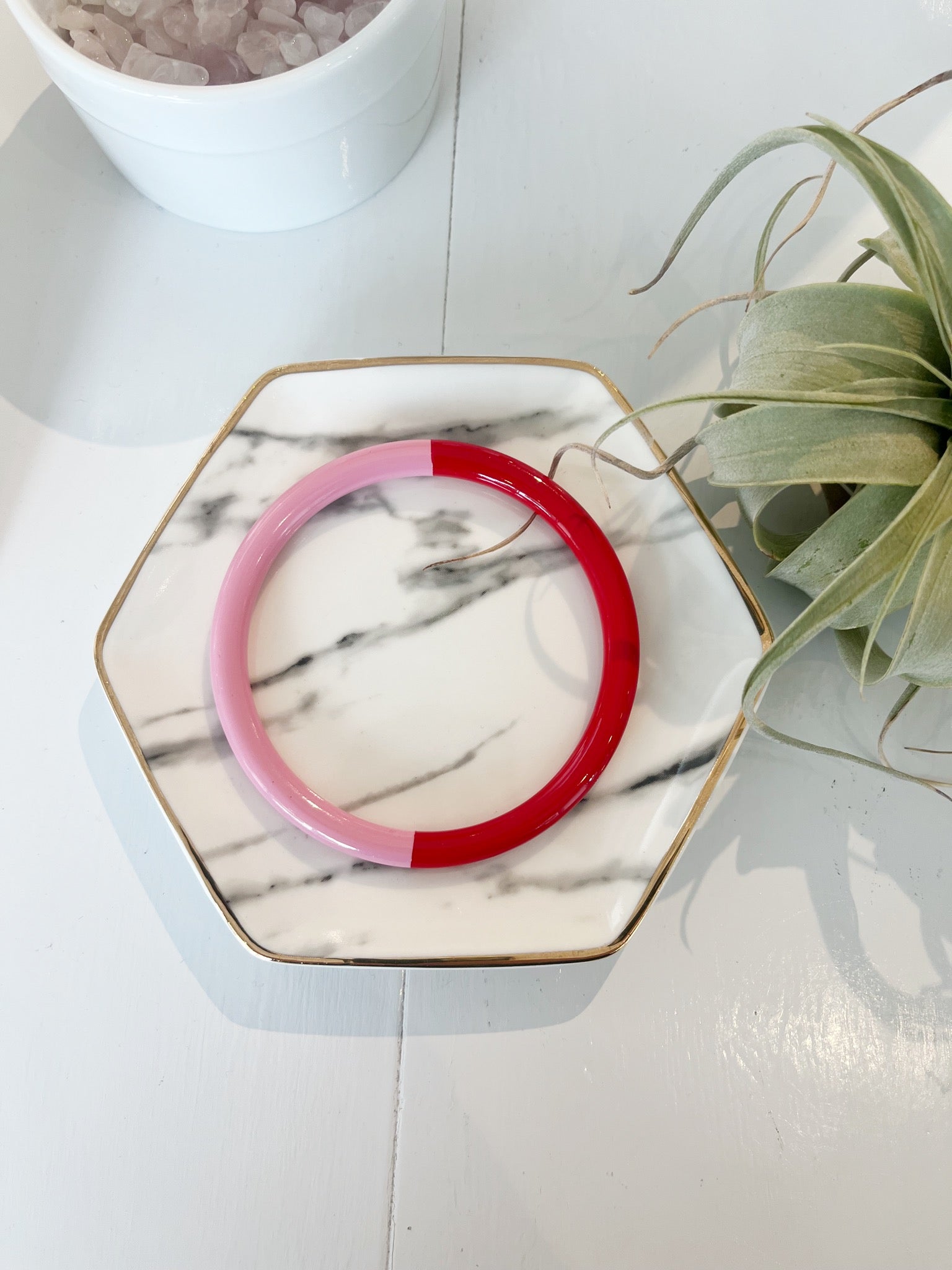 Color Block Laquer Bangle {Lt Pink/Red}