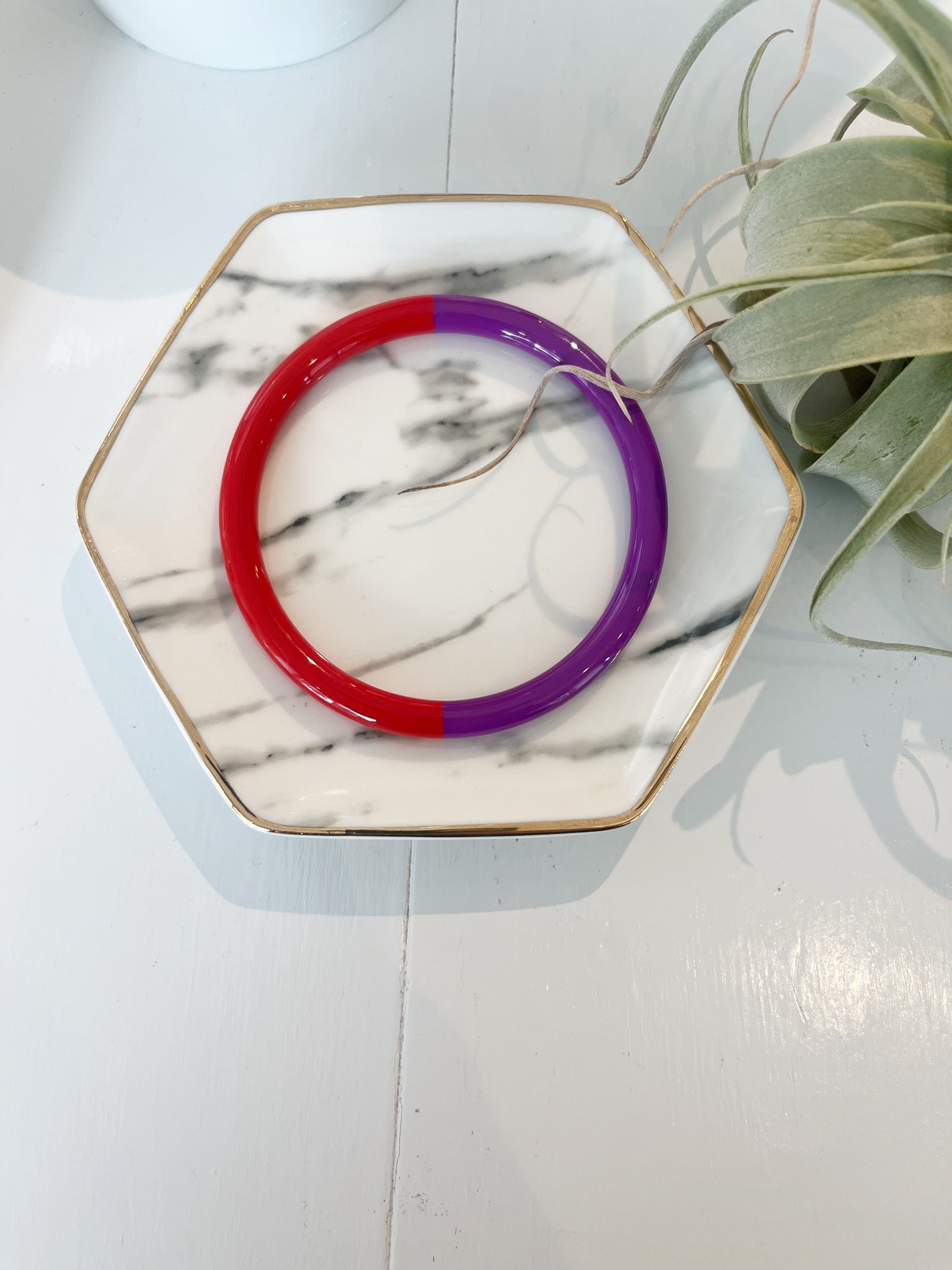 Color Block Laquer Bangle {Purple/Red}