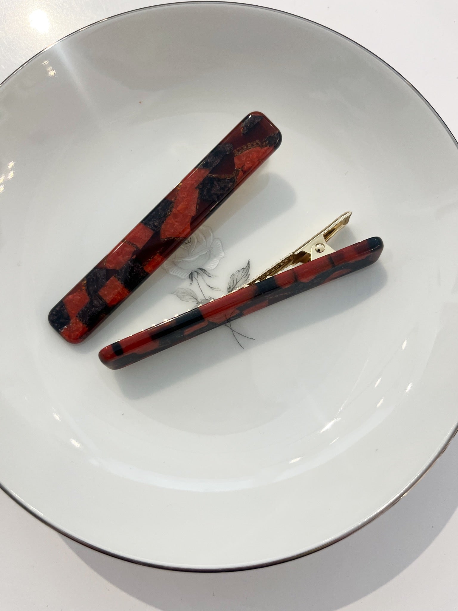 Long Rectangle Hair Clip Set {Clay}