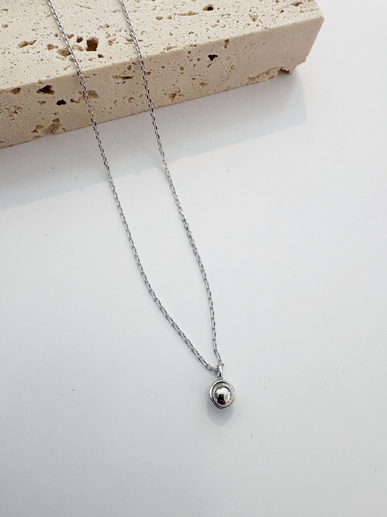 Orb Drop Pendant Necklace {Silver}