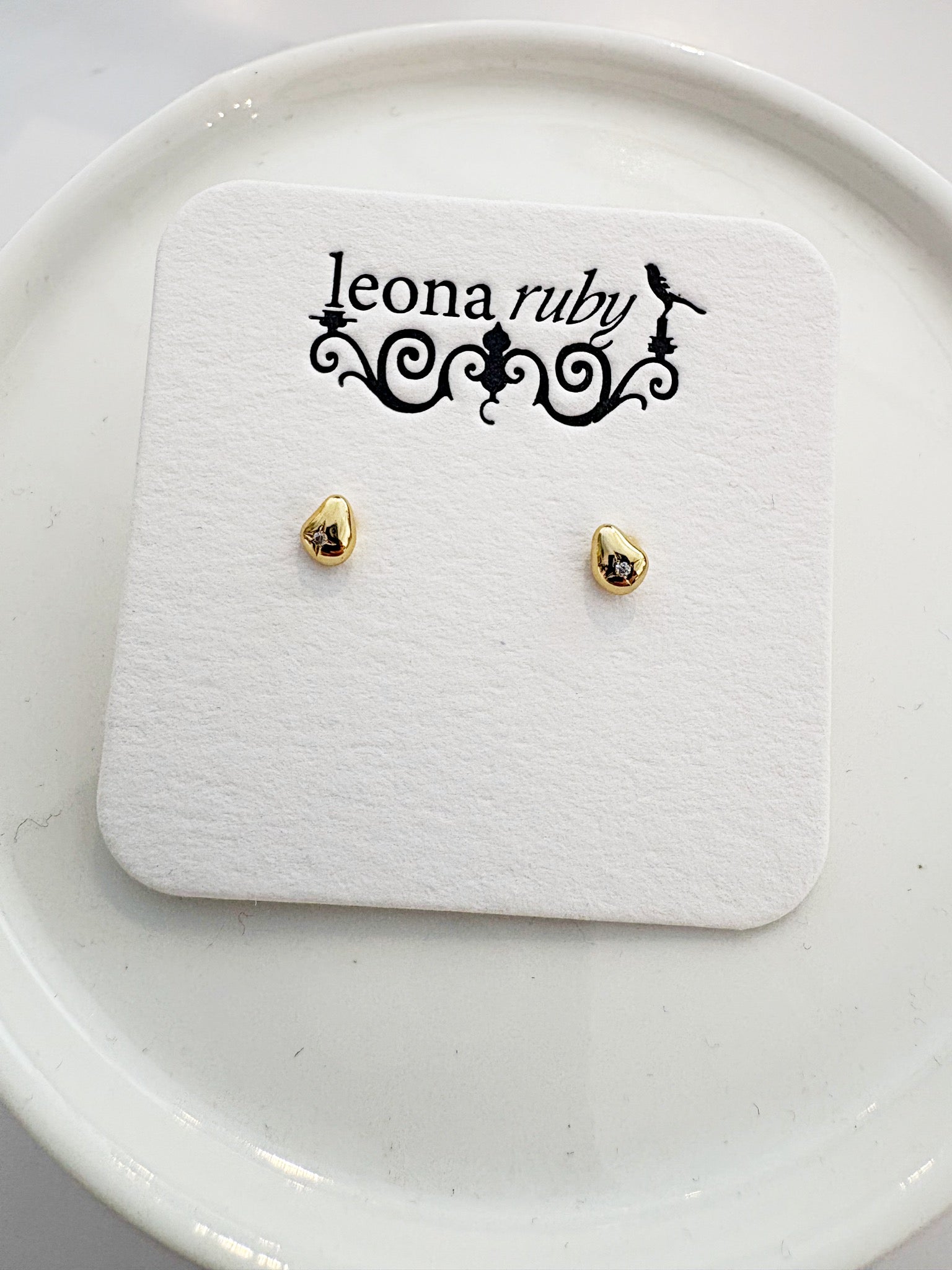 Pebble Sparkle Post Earrings {Gold}