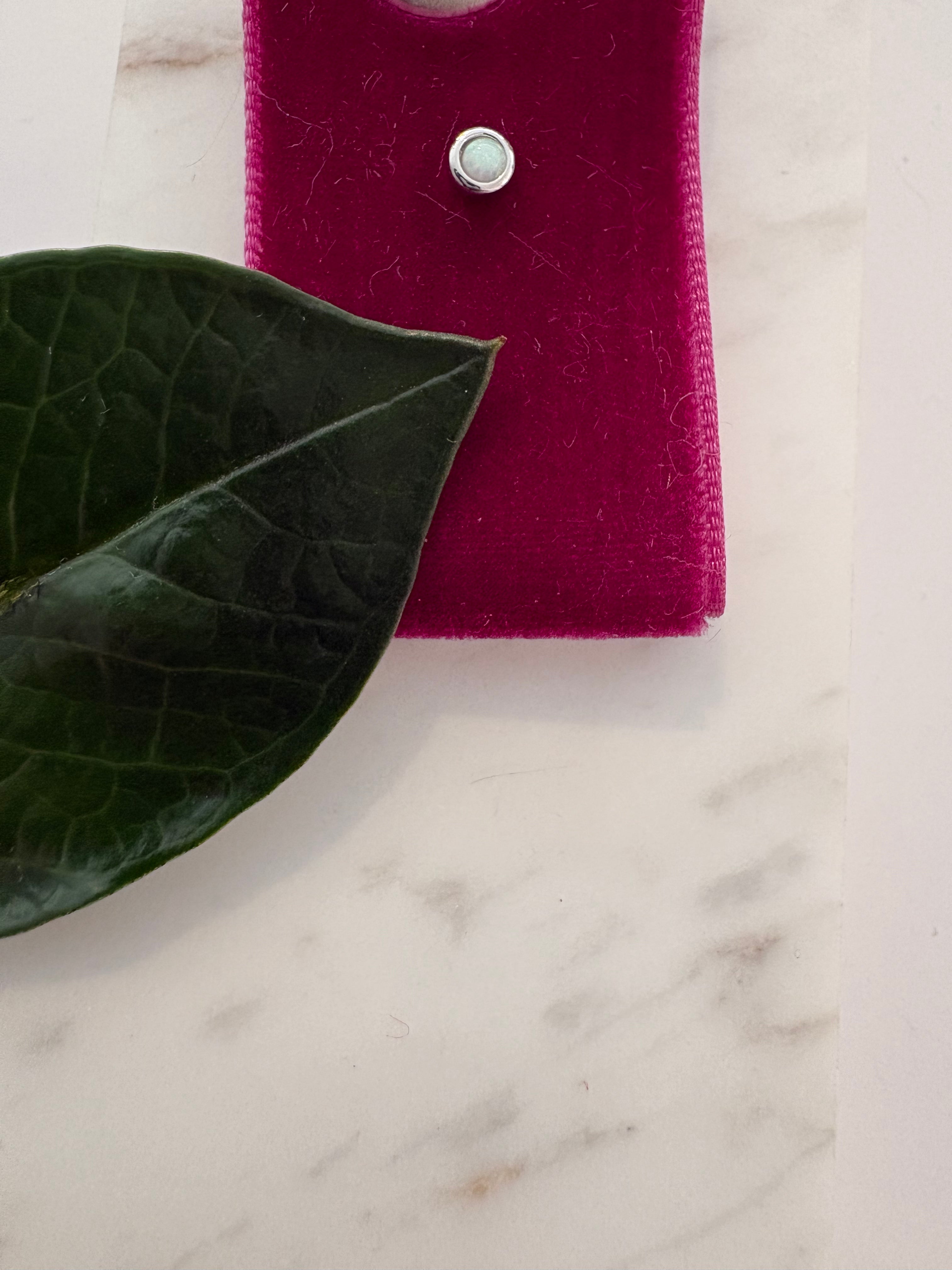 Kyoto Opal Bezel Barbell SINGLE Earring {Silver}