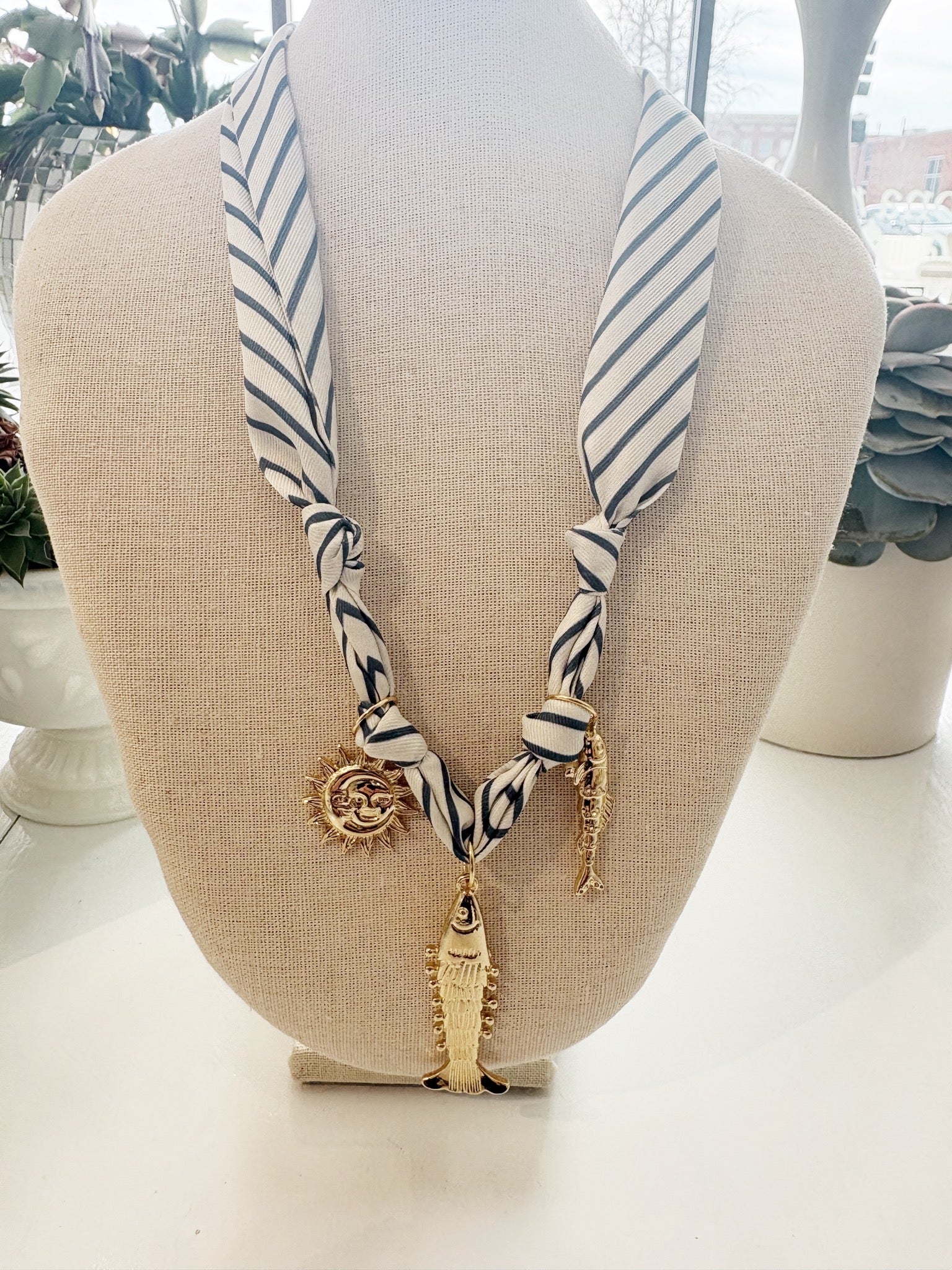 Striped Scarf Necklace {Ocean}