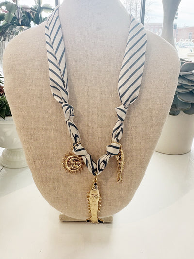 Striped Scarf Necklace {Ocean}
