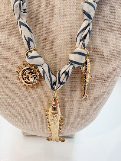 Striped Scarf Necklace {Ocean}