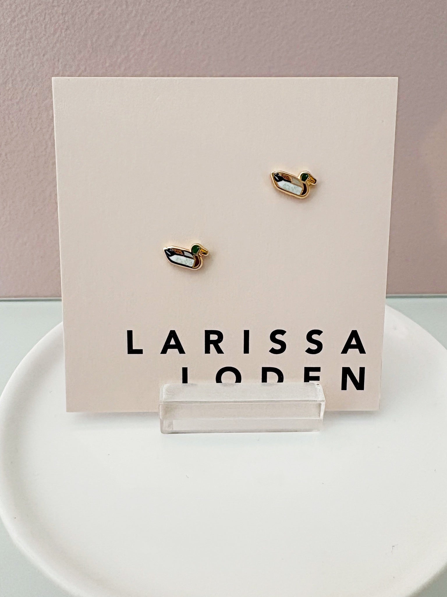 Enamel Duck Post Earrings {Gold}