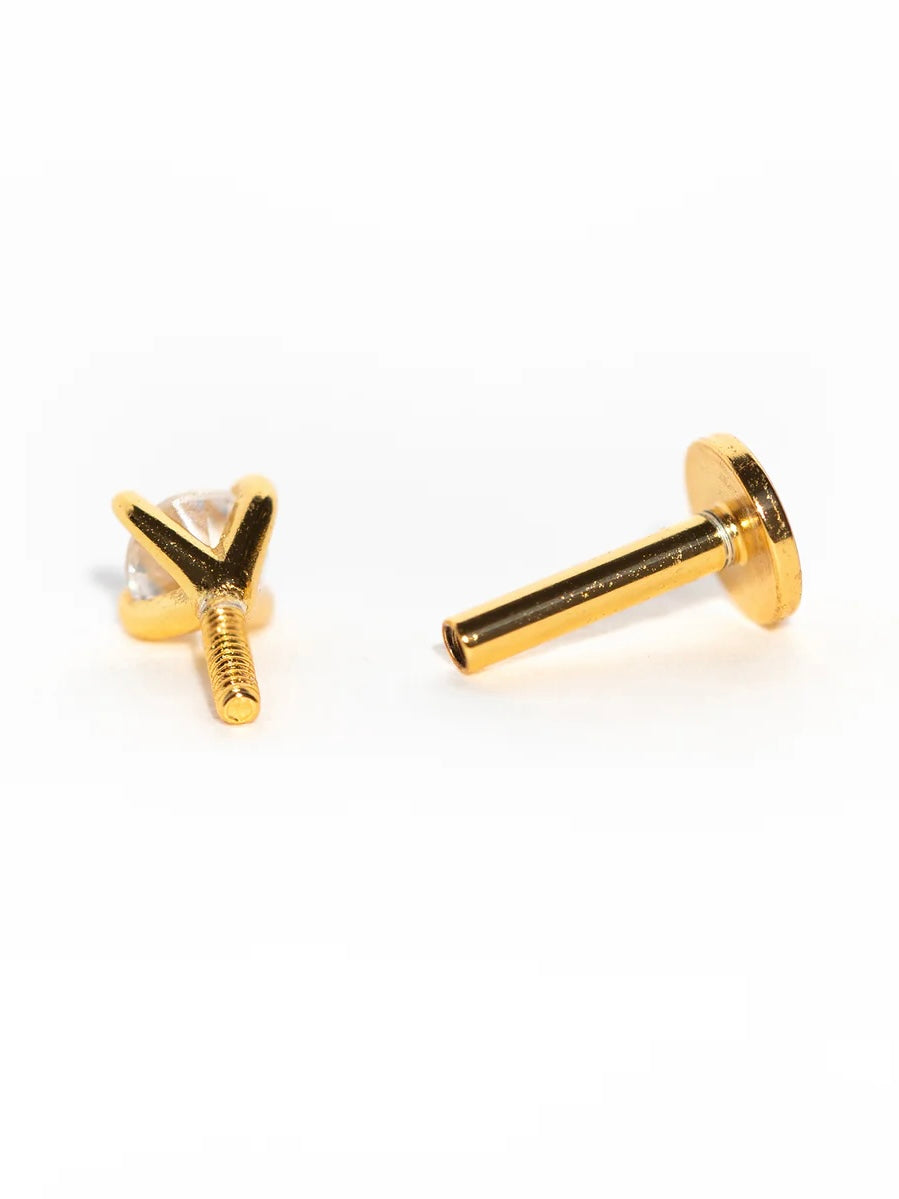 Dainty Brilliance Flatback Earring {Gold}
