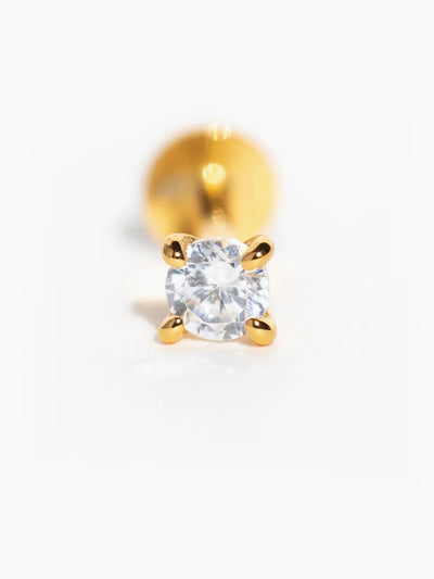 Dainty Brilliance Flatback Earring {Gold}